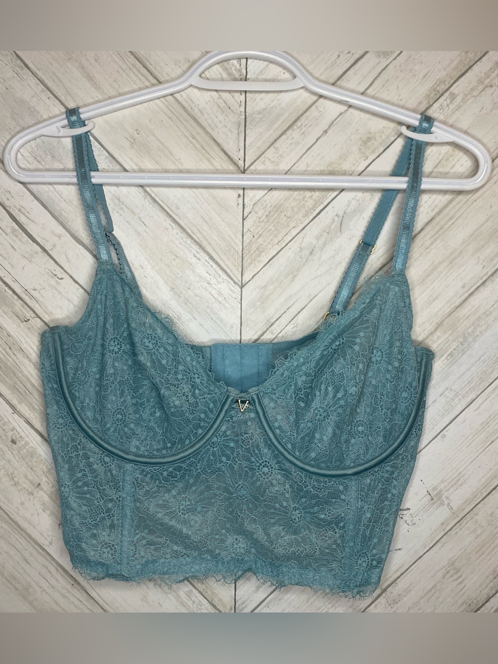 Victoria's Secret Teal Lace Longline Bra Top